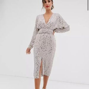 Gold Sequin Midi Dress 